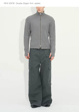 Double Zipper Thick Wool Knitted Jacket