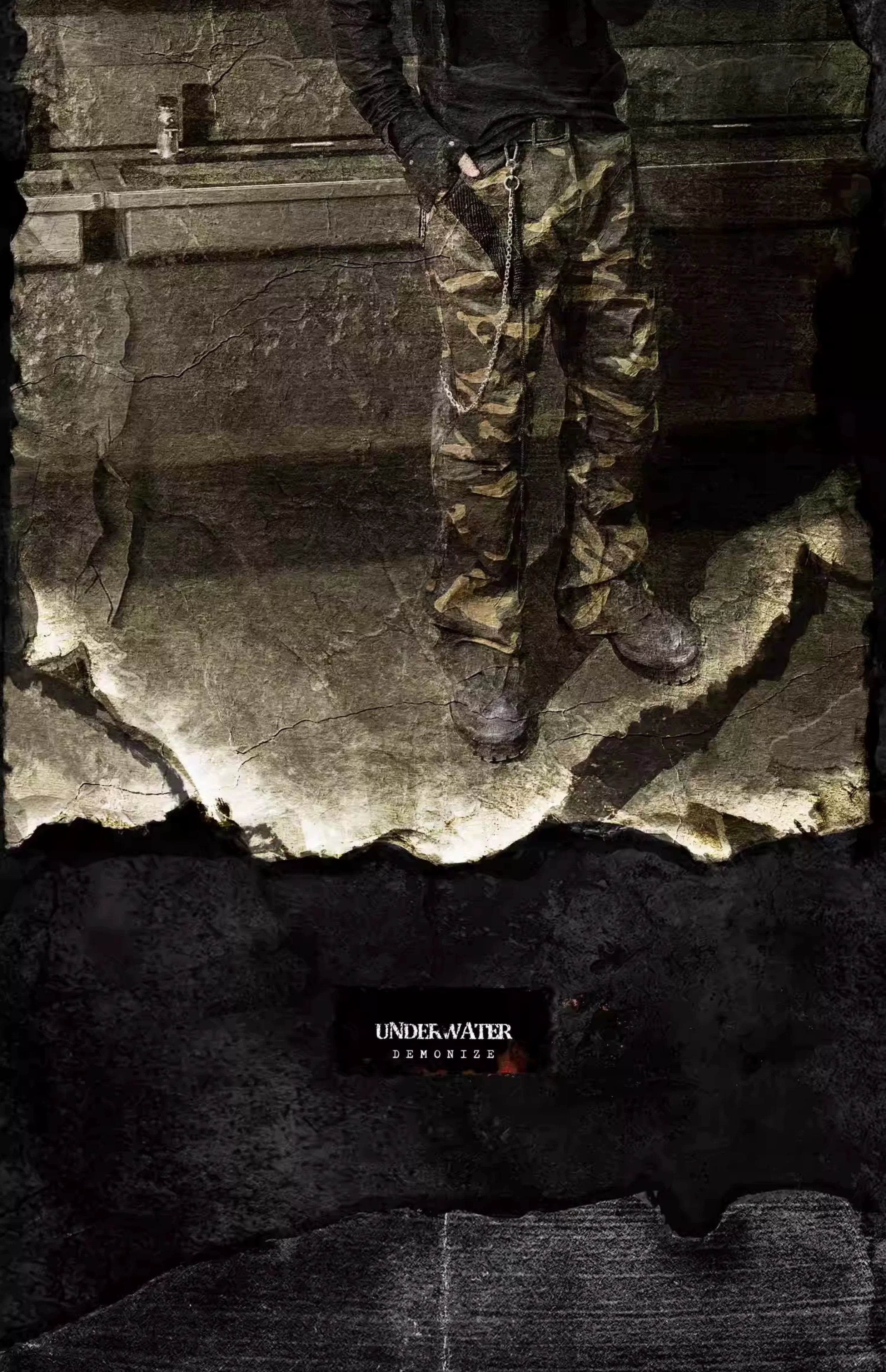 Waxed Camo Flared Jeans