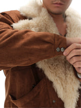 Vintage Lamb Lapel Moto Puffer Coat