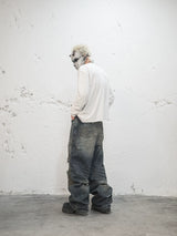 Muddy Distressed Ripped Baggy Jeans