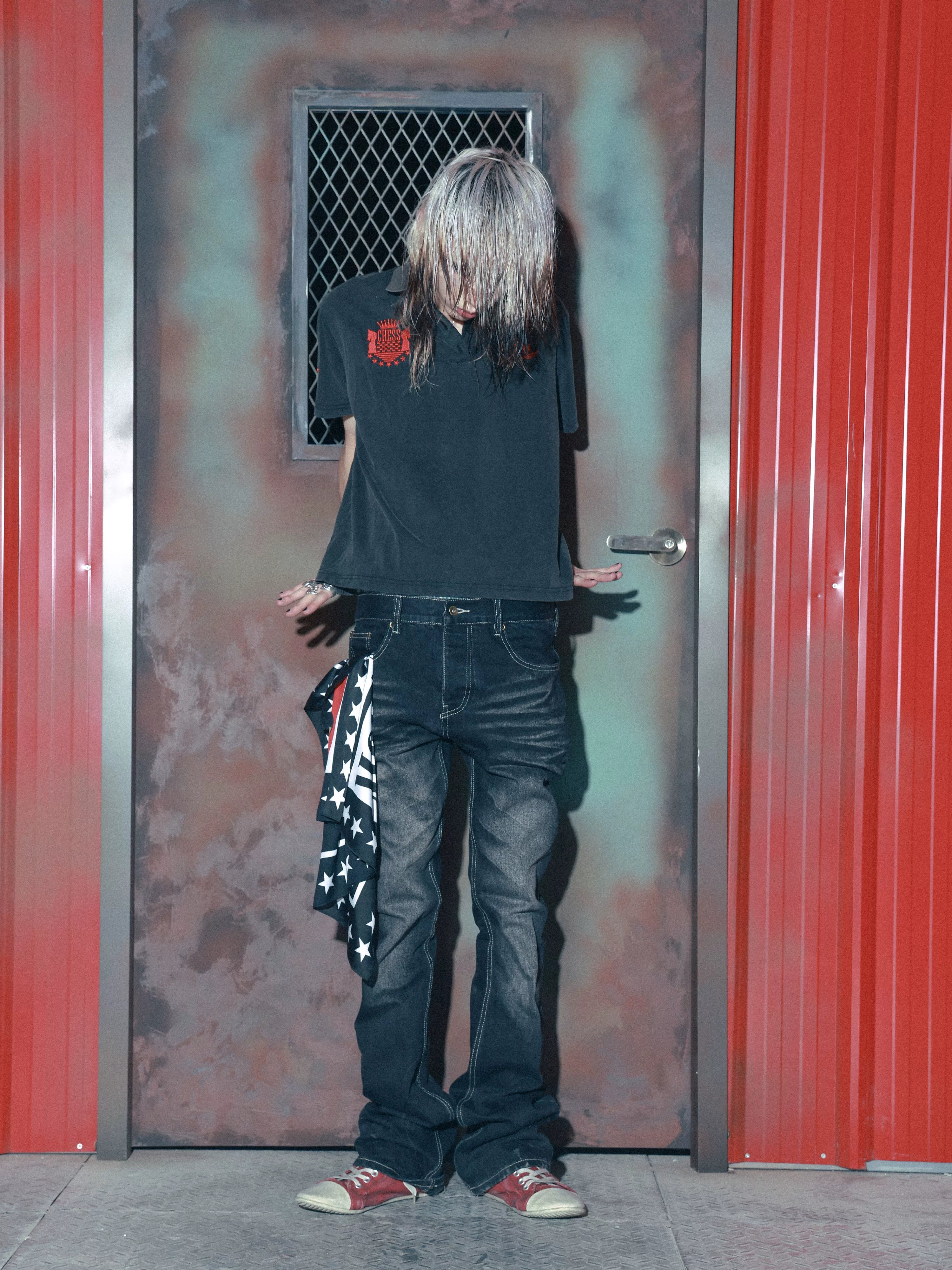 Distressed Flared Denim Pants