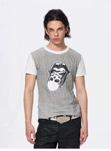 Men's Skull Print Plaid Tees