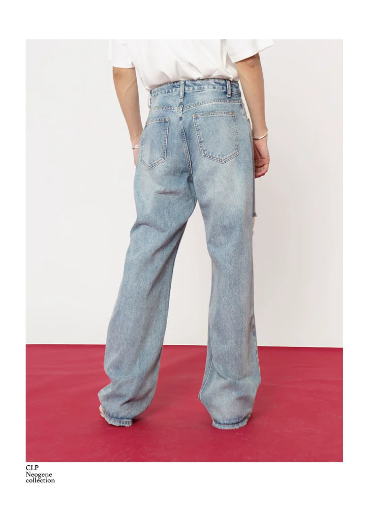 Men's Distressed Baggy Straight Jeans