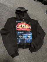 Washed Distressed Slim Fit Cropped Hoodie