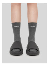 Grey Washed Frayed Embroidered Logo Socks