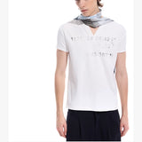 Distressed Print Slim Fit V-Neck Tee