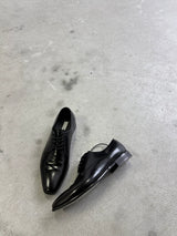 Pointed Toe Pleated Leather Derby Shoes