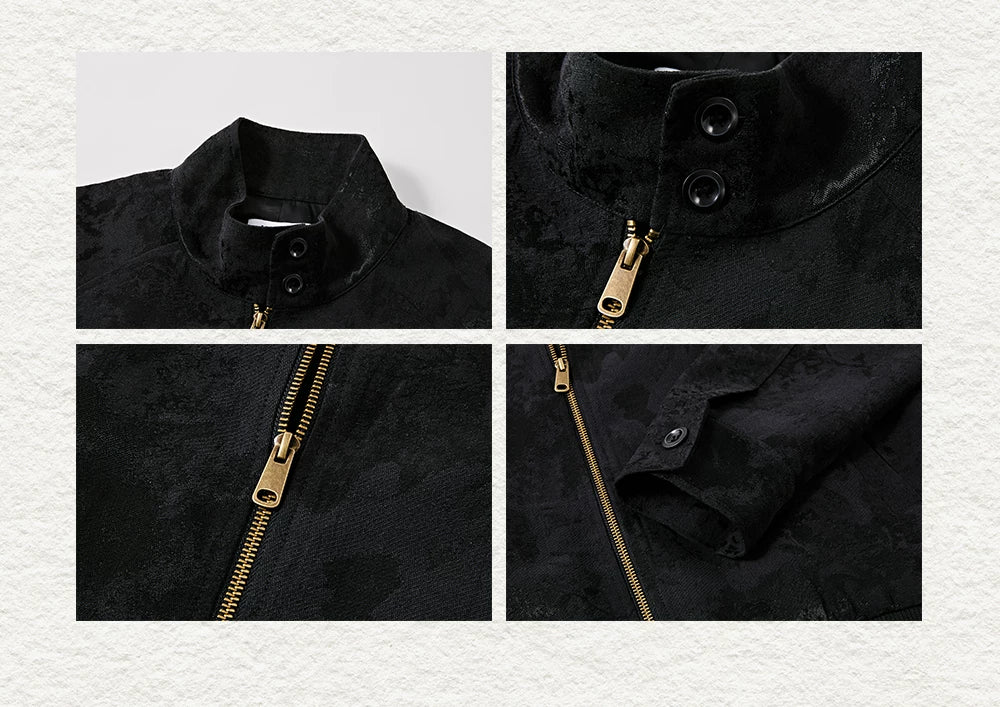 Men's Linen Floral Jacquard Harrington Jacket