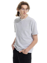 3-Tone Patchwork V-Neck Waffle Tee