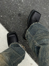 Men's Square Toe Leather Derby Shoes