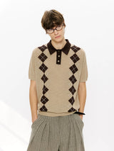Men's Summer Contrast Diamond Knit Polo