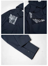 Loose Cutout Detachable Hooded Printed Shirt