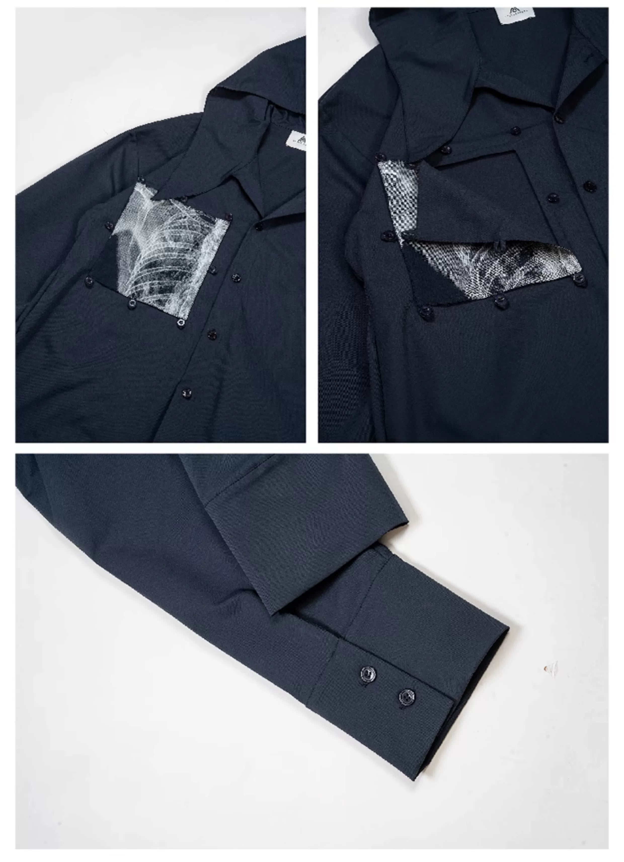 Loose Cutout Detachable Hooded Printed Shirt