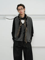 Men's Loose Colorblock V-neck Wool Sweater