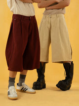 Men's Red Khaki Loose Vintage Shorts