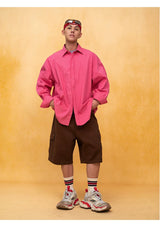 Men's Red White Blue Oversized Shirts