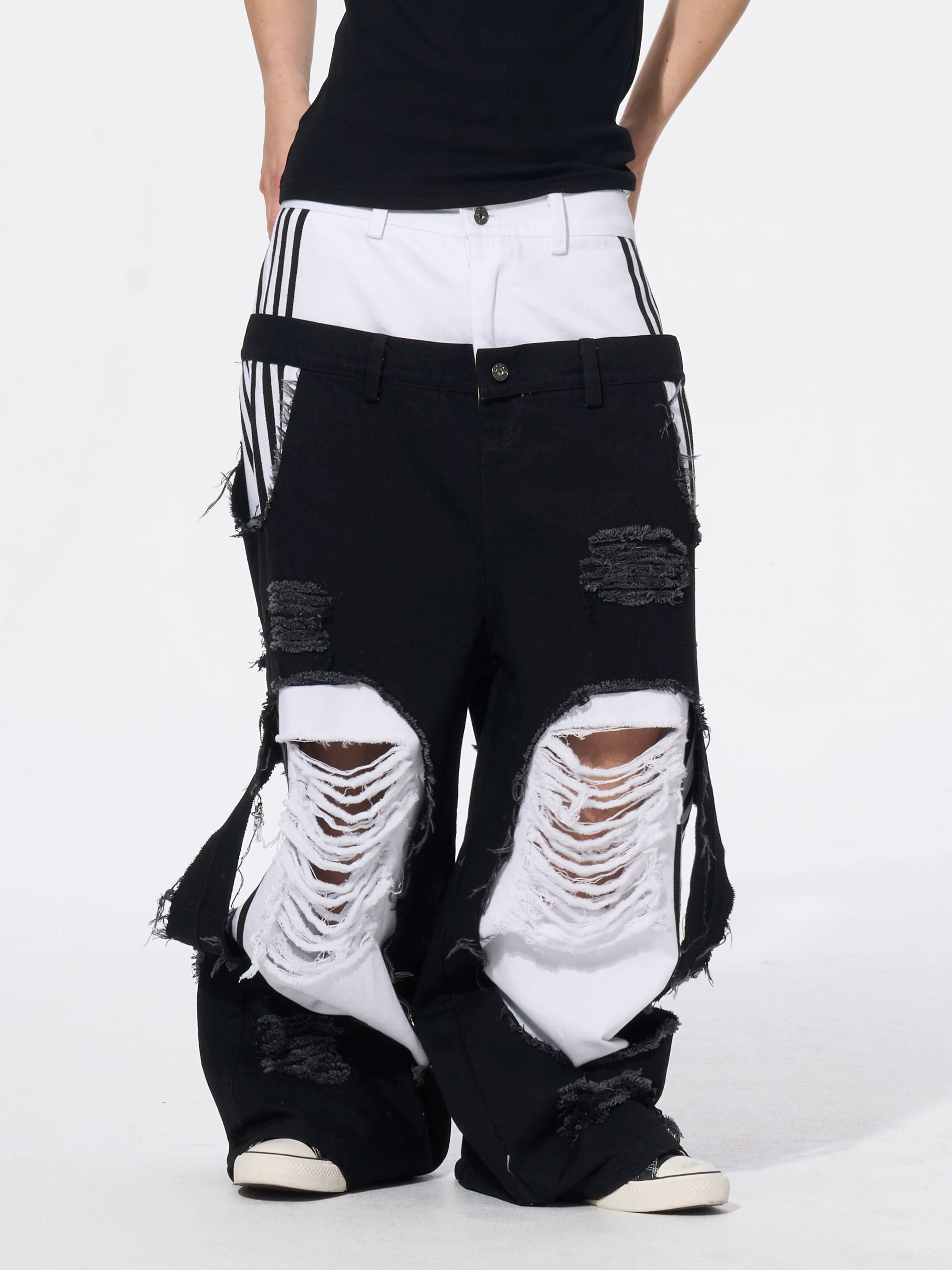 Men's Ripped Double Waist Jeans