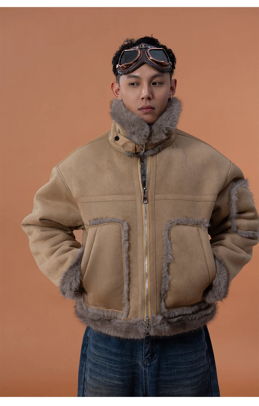 Faux Fur Reversible Men's Bomber Jacket