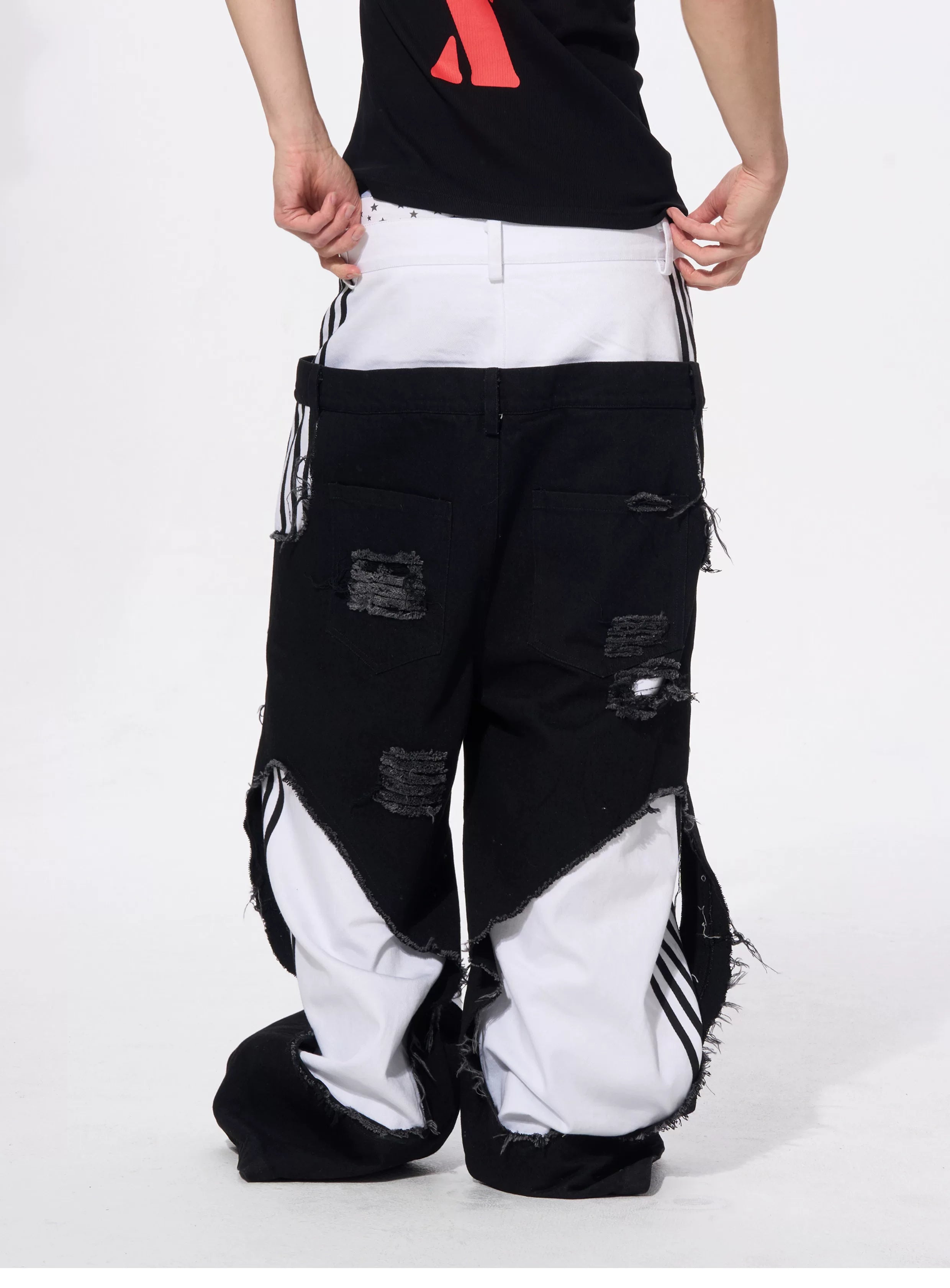 Men's Ripped Double Waist Jeans