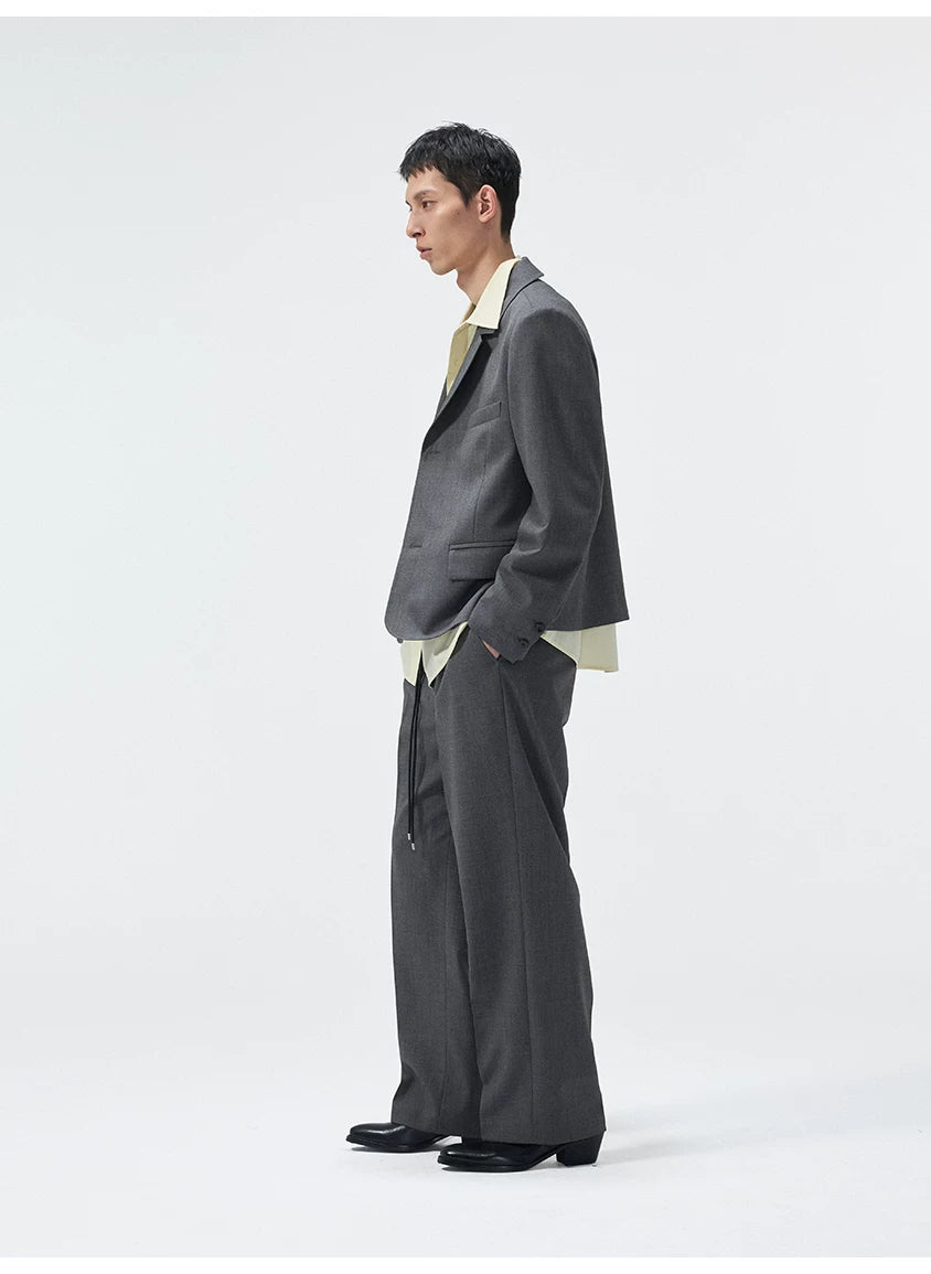 Merino Wool Pleated Elastic Waist Pants