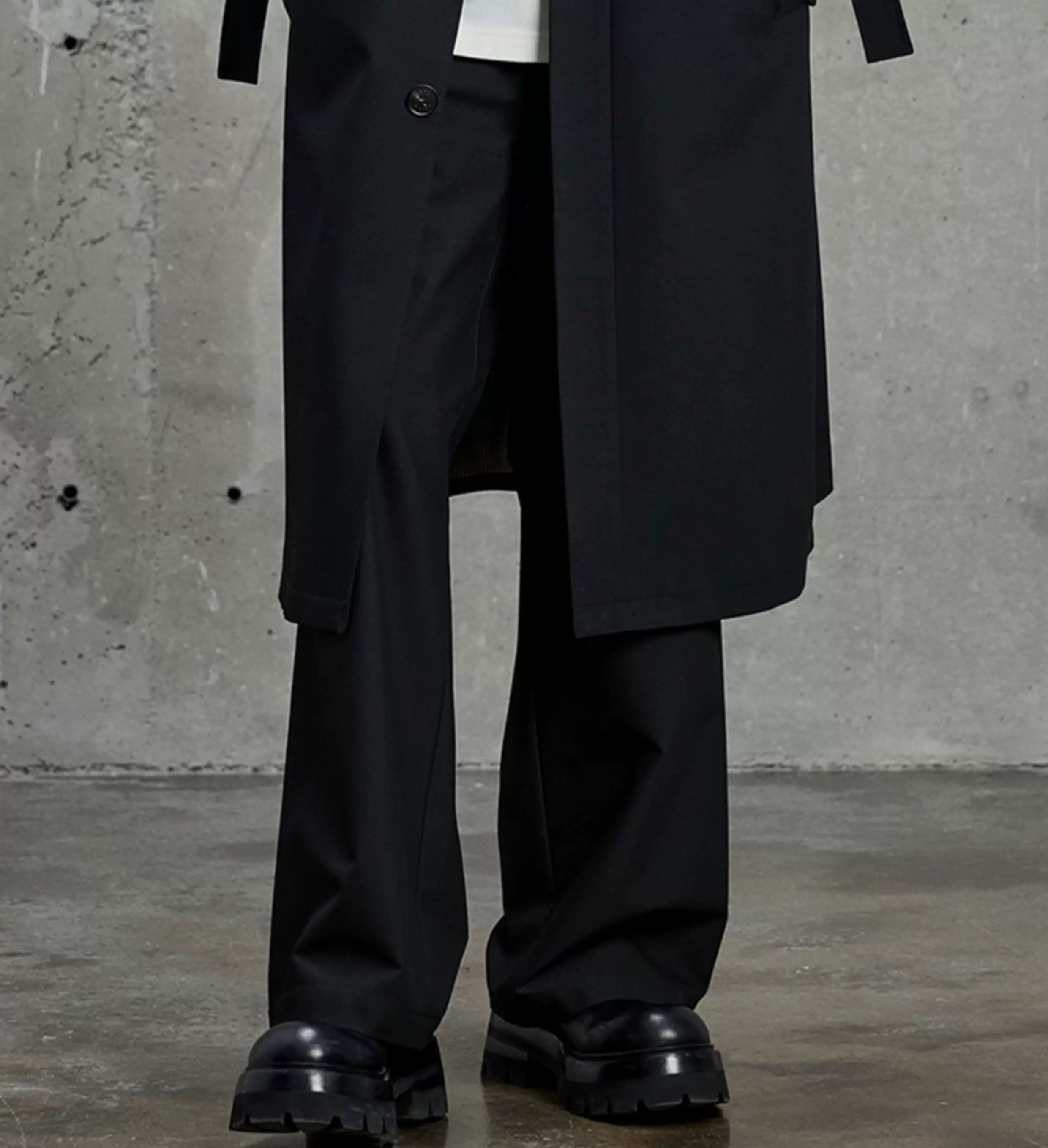 Draped Chain Texture Straight Leg Pants