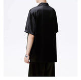 Cuban Collar Short Sleeve Satin Shirt