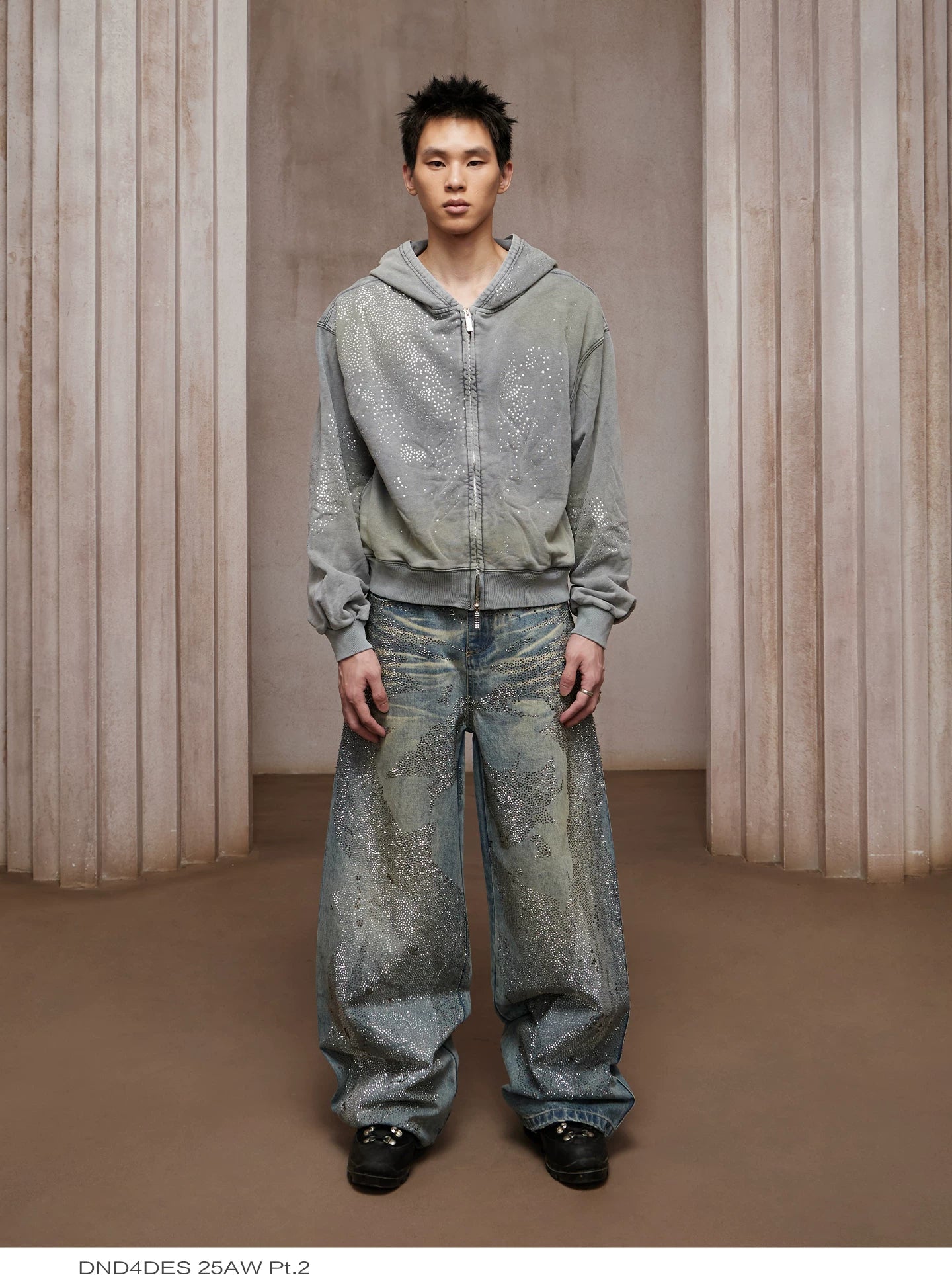 American Washed Rhinestone Straight Leg Jeans
