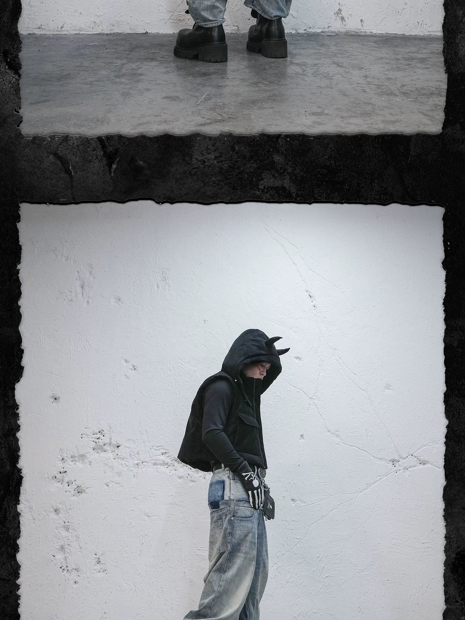 Detachable Devil Horned Down Vest