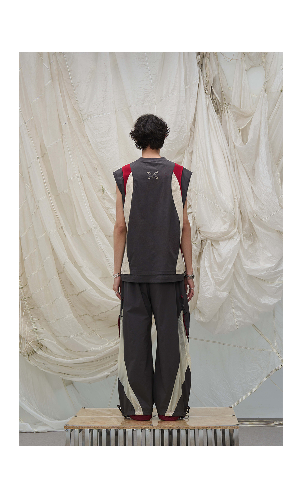 Contrast Paneled Double Cuffed Nylon Pants
