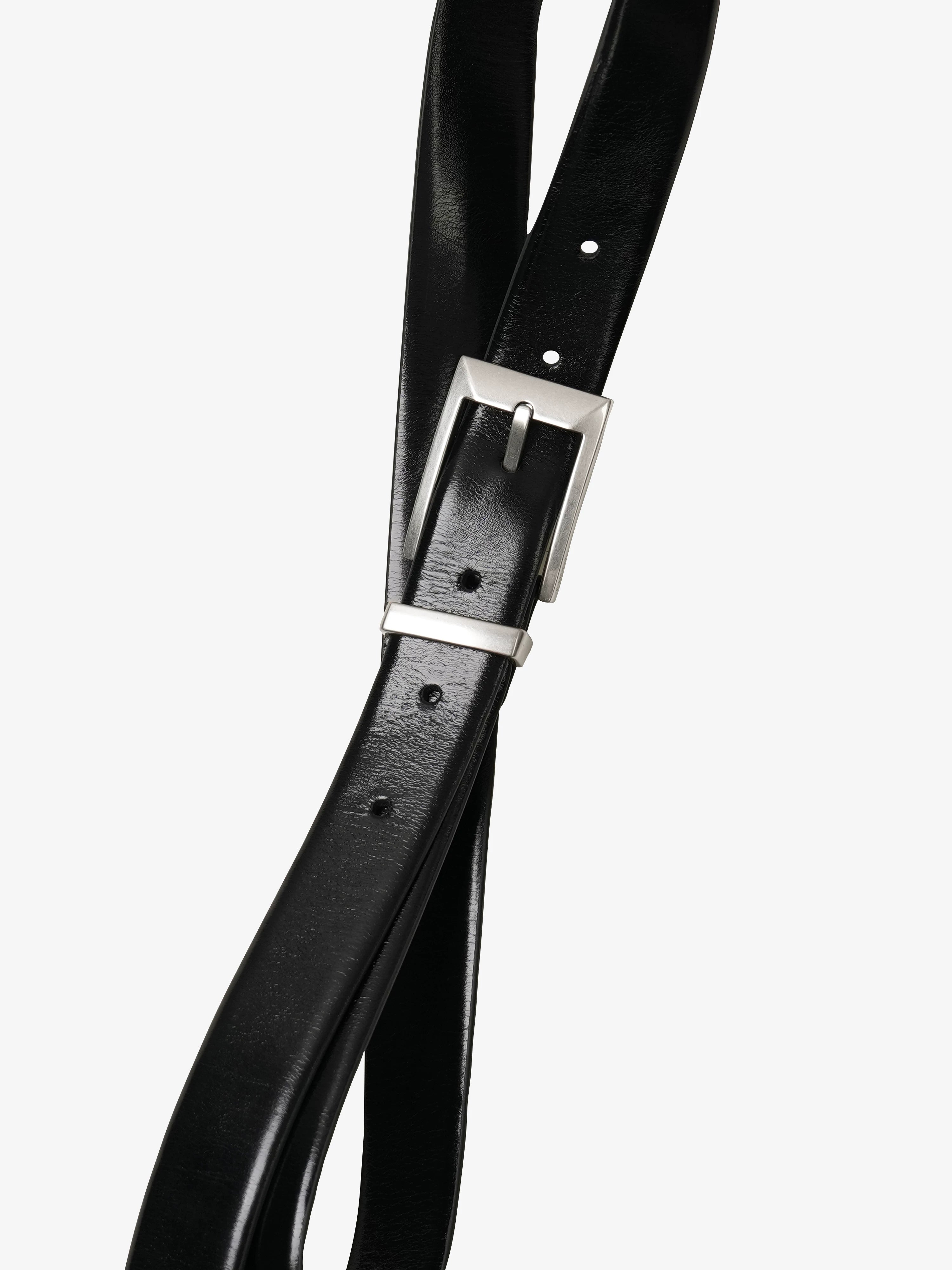 Textured Leather Belt With Buckle