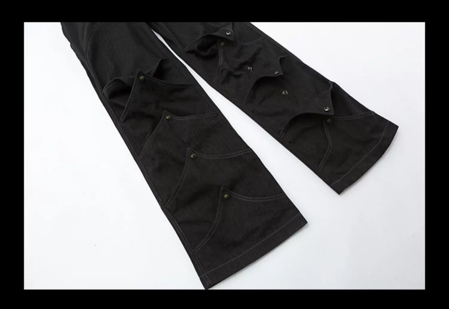 Unisex Deconstructed Black Patchwork Straight Jeans