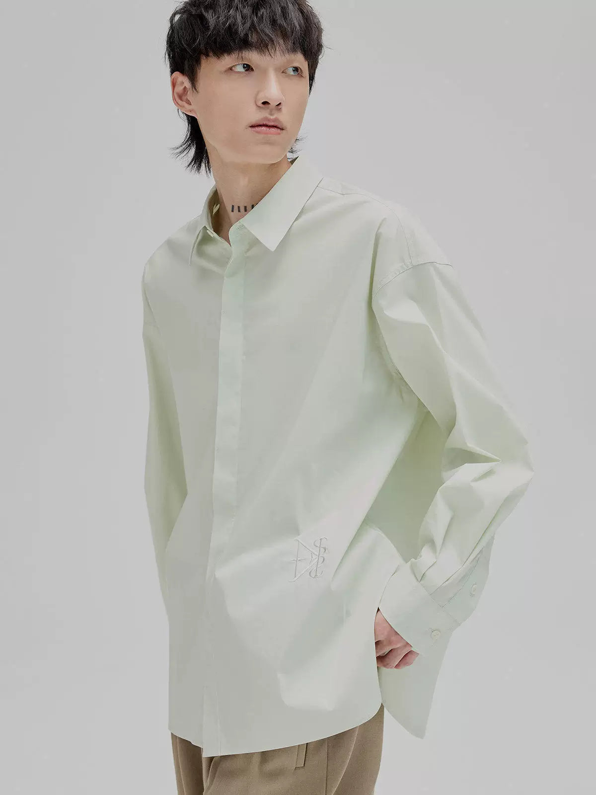 Basic Embroidered Pima Cotton Blend Shirt