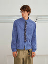 Plaid Tie Patchwork Long Sleeve Shirt