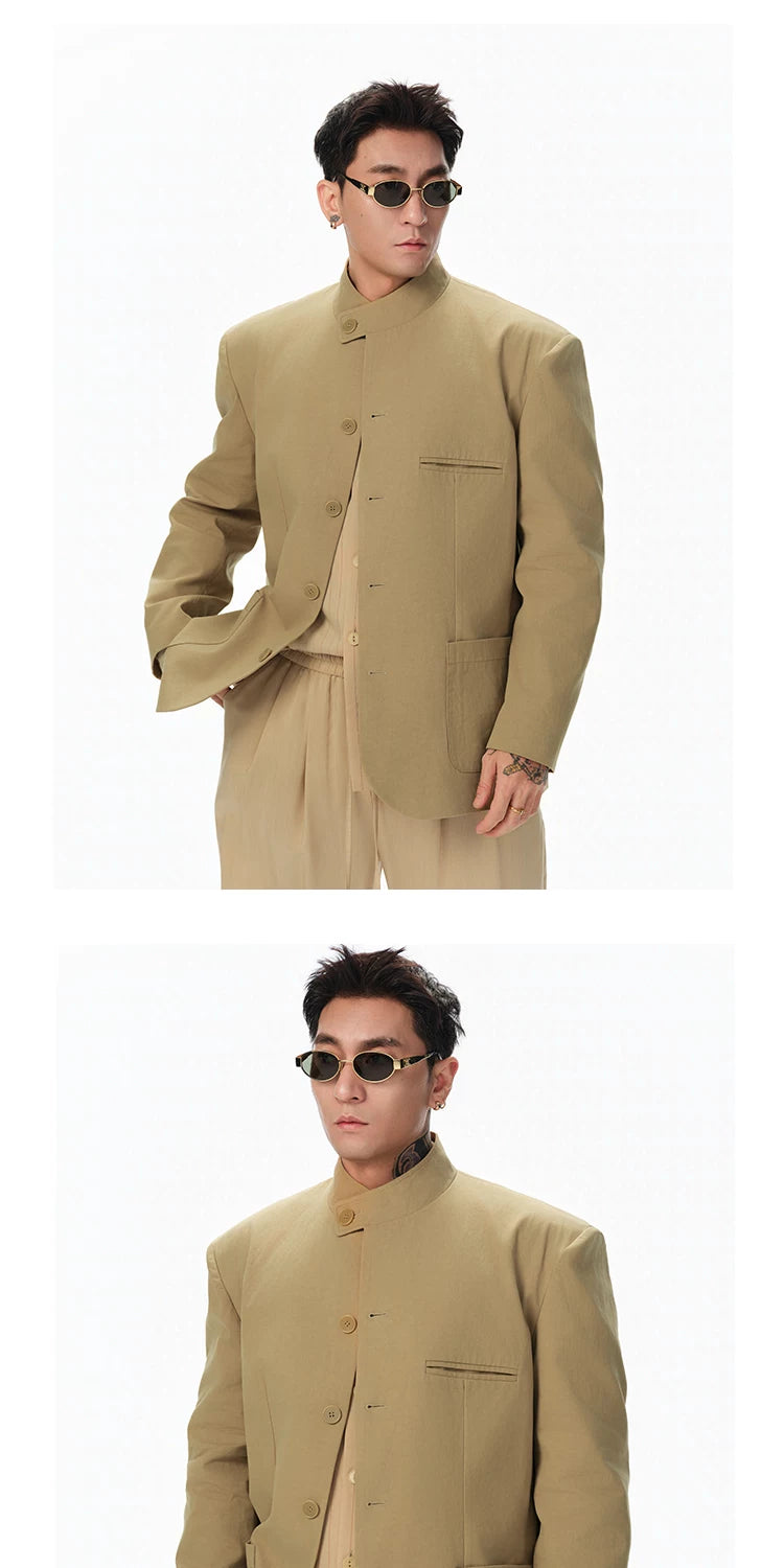 Hemp Stand-Collar Blazer
