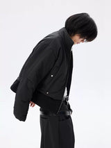 Oversized Curved Sleeves Ribbed Down Jacket