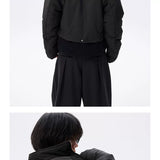Oversized Curved Sleeves Ribbed Down Jacket