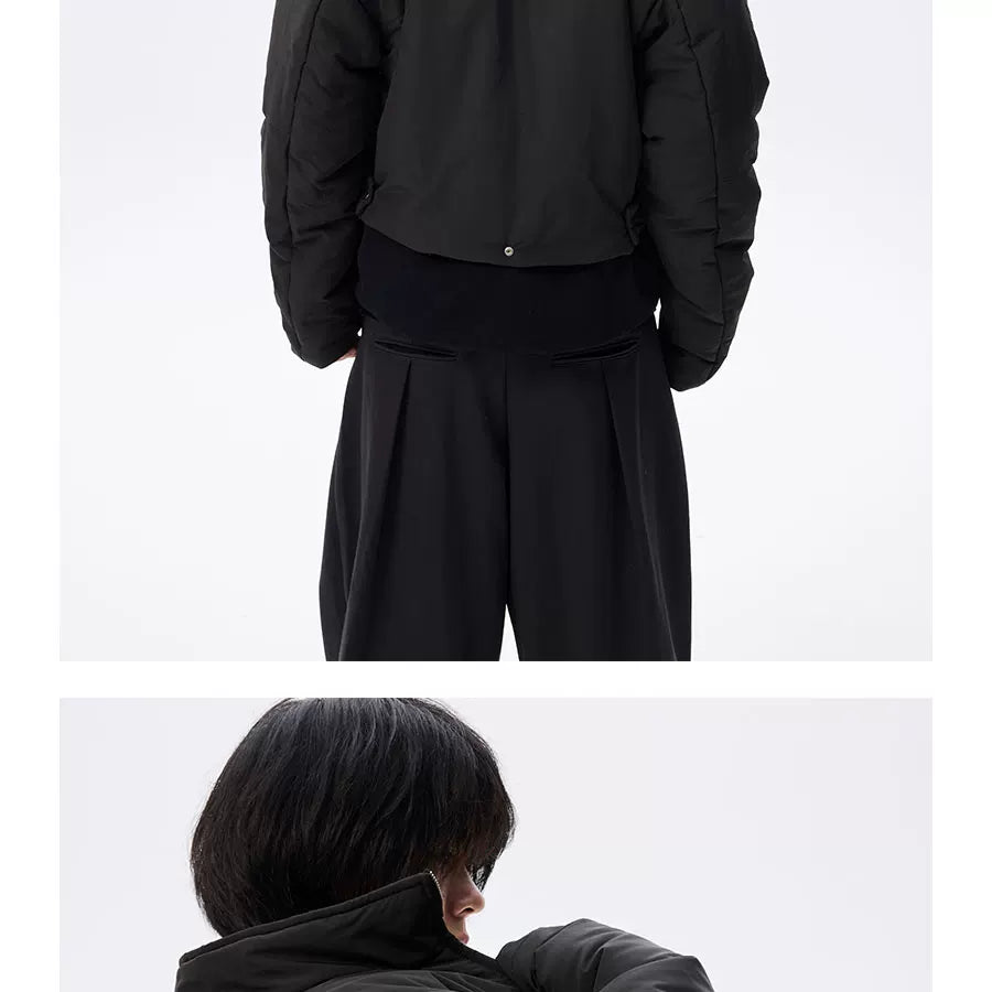 Oversized Curved Sleeves Ribbed Down Jacket
