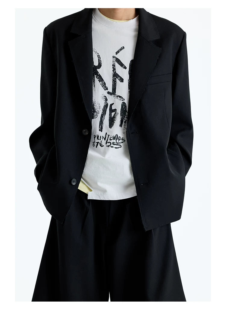 Merino Wool Raw Edge Blazer