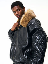 Men's Reversible Quilted Leopard Leather Jacket