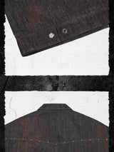 Bloodstained Raw Denim Riveted Fitted Jacket