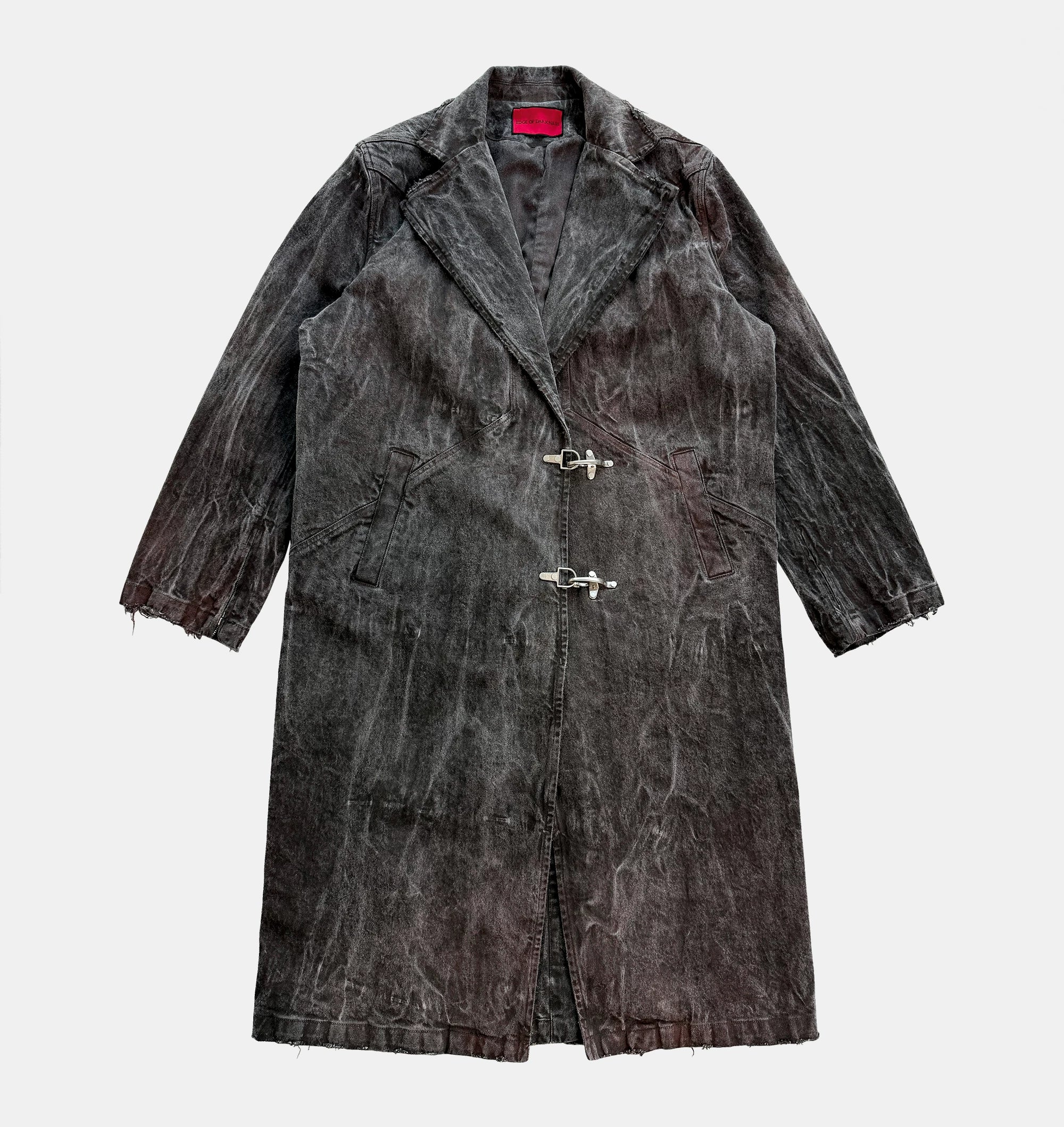 Collared Distressed Tie-dye Denim Coat