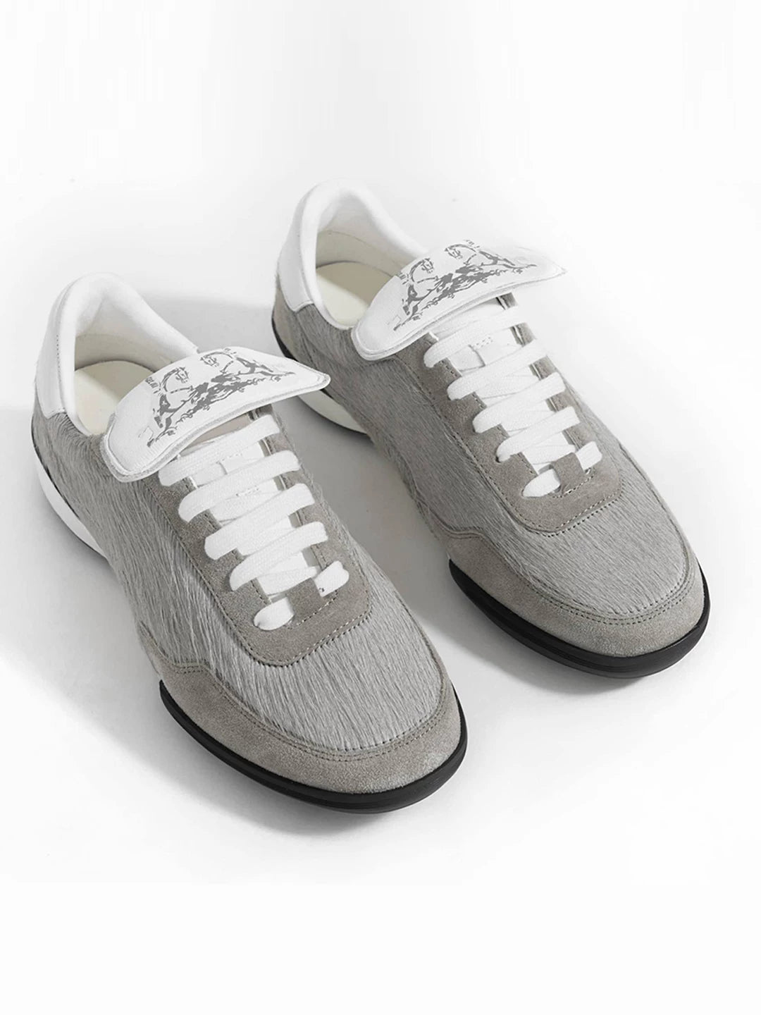 Gray Horsehair Platform Sneakers