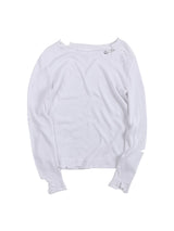 Distressed Button Slim Knit Long-Sleeve Tee