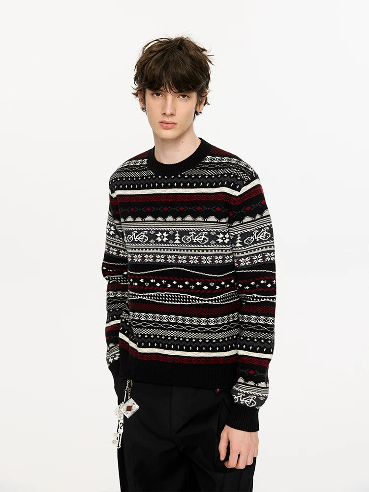 Fair Isle Milk Cotton Knit Sweater