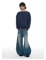 Ribbed Boat Neck Long Sleeve Tops