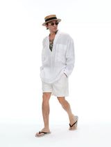 100% French Linen V-Neck Shirts