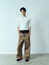Colorblock Khaki Wide Leg Pants
