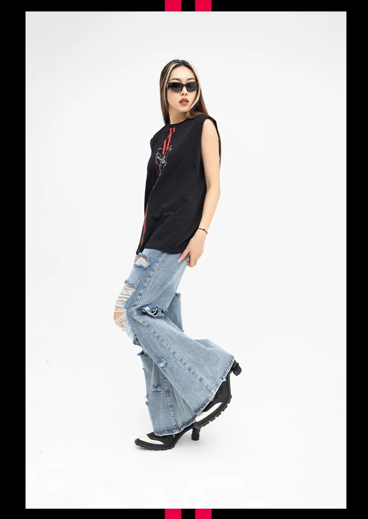 Men's Black Printed Tank Top