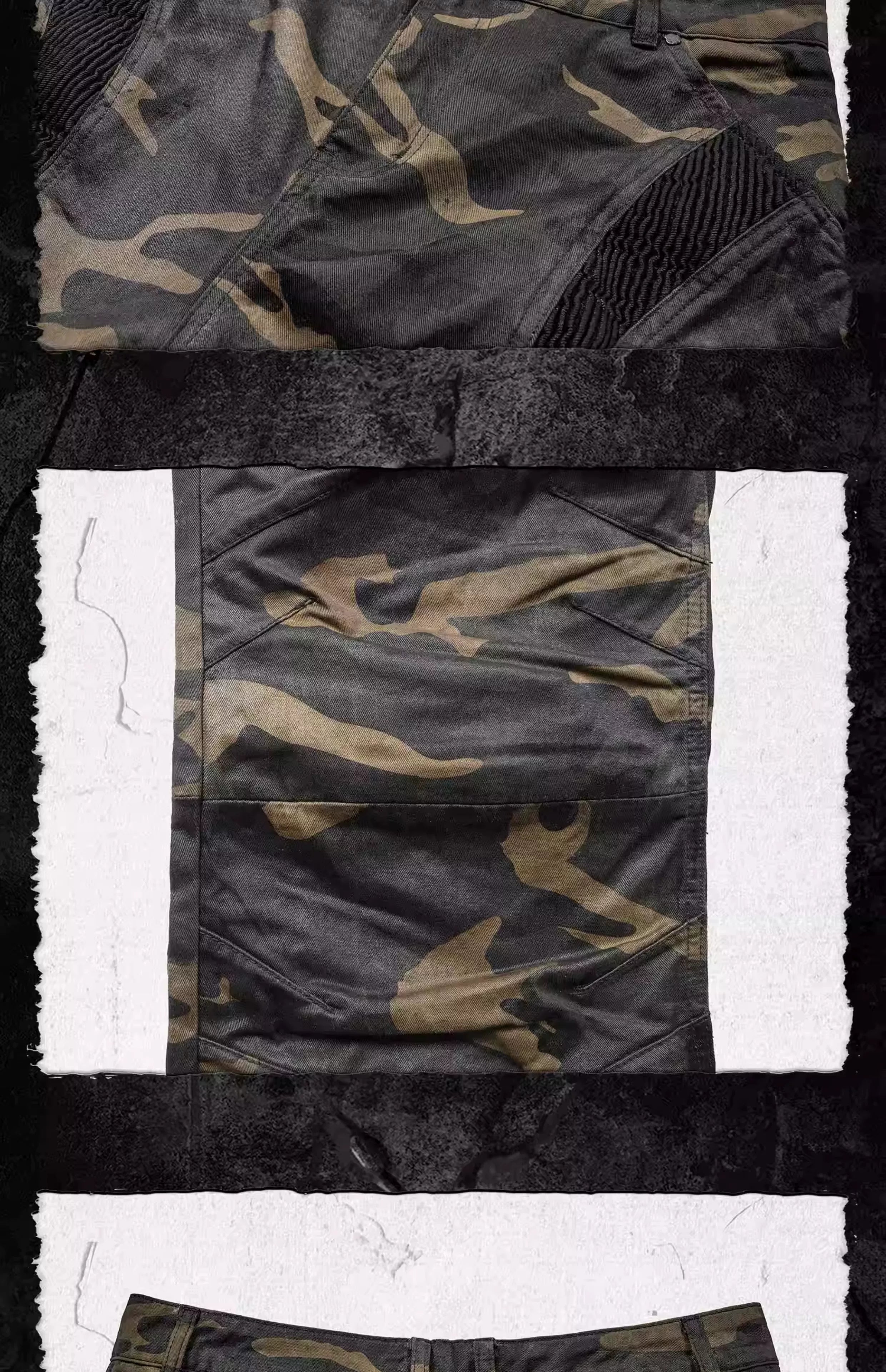 Waxed Camo Flared Jeans