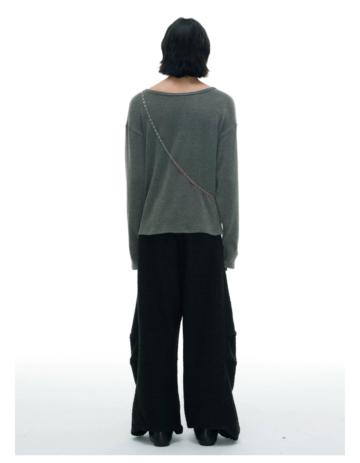 Ribbed Boat Neck Long Sleeve Tops